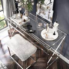 chrome metal vanity and stool set