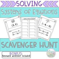 Solving Systems Of Equations Scavenger