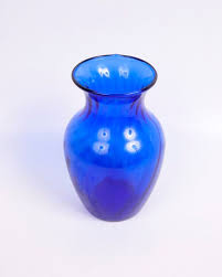 Vintage Cobalt Blue Glass Vase Hand