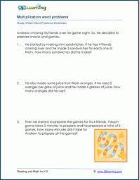 multiplication word problems for grade