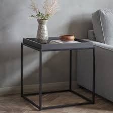 Forden Wooden Tray Side Table In Black