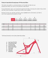 Specialized Frame Size Chart Lajulak Org