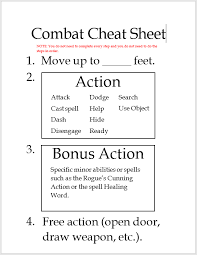 Use this form to calculate the amount of damage inflicted to a character from a mob consisting of many monsters. Oc 5e Combat Cheat Sheet For New Player Dnd