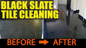 cleaning black slate tiles in