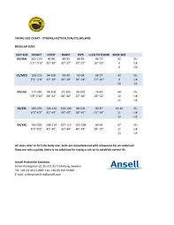 Viking Xtreme Size Chart Ansell Protective Solutions