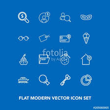 Modern Simple Vector Icon Set On Blue Background With House