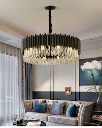 Modern Black Chandelier Lighting Living Room Bedroom Dining Room Round Crystal Hanging Lamp Home Decor Light Fixtures Chandeliers Aliexpress