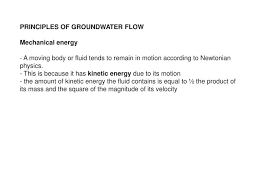 Groundwater Flow Mechanical Energy