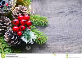 Christmas Decoration With Fir Tree Red Berries Garland
