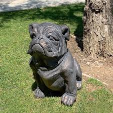 Antique Bronze Bulldog Garden Statue