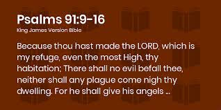 Psalms 91:9-16 KJV - Because thou hast made the LORD, which is my refuge,  even the most High, thy habitation;