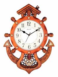 Plastic Brown Anchor Wall Clock