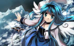 Why do anime characters look white? Blue Haired Angel Anime Character Wallpaper Girl Flight Smile Tenderness Hd Wallpaper Wallpaperbetter