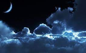 blue clouds and the moon hd wallpaper