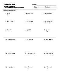 Inequalities worksheet lesson plan template and teaching resources. Solving Equations And Inequalities Worksheet Solving Equations Literal Equations Factoring Quadratics