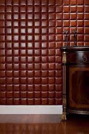 Gloss Brown Leather Wall Tile For Home