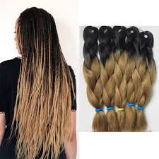 24 Inch 100g Ombre Kanekalon Synthetic Crochet Hair Extensions Jumbo Braids Hairstyles Auburn Brown Blonde Red Blue Xpression Braiding Hair 30 Inch