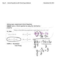 Literal Equations With Factoring