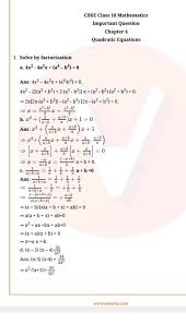 Chapter Quadratic Equation Icse Board
