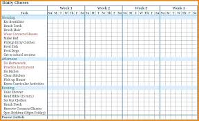 Printable Daily Chore Chart Template Chanceinc Co