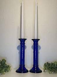Vintage Cobalt Blue Glass Candlestick