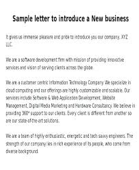 6 Sample New Business Letters Templates Introduction Letter