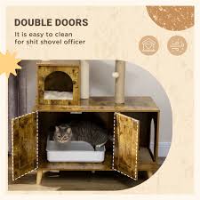 hidden litter box enclosure w cat tree