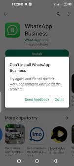 whatsapp business install issue in play
