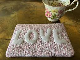 hoop love mug rug embroidery project