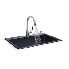 Every kitchen needs a sink and faucet. Kohler Neoroc Dual Mount 22 In X 33 In Matte Black Single Bowl 2 Hole Kitchen Sink All In One Kit In The Kitchen Sinks Department At Lowes Com