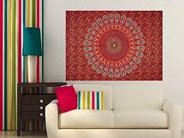 Red Mandala Tapestry Poster For Bedroom