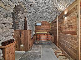 Rustic Bathroom With Stone Walls