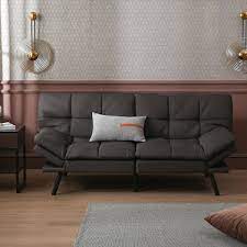 71 Modern Fabric Convertible Memory Foam Futon Couch Bed Folding Sleeper Twin Dark Gray Sofa Furniture For Home
