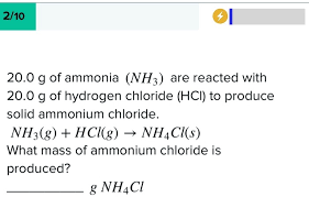produce solid ammonium chloride nh3 g