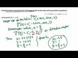 Parametric Equations Of Tangent Line