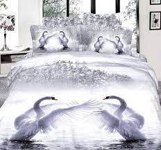 3d white swan bedding set super king