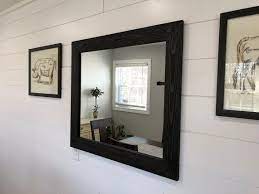 Black Mirror Wood Framed Mirror Rustic
