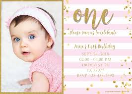 Free 1st Birthday Invitation Pink And Gold Glitter Template