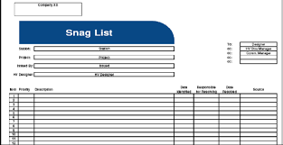 Conspect Snag List Template Snag List Report Sample