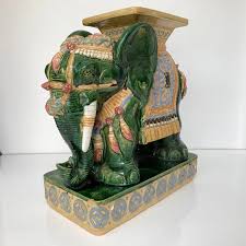 Green Glazed Ceramic Elephant Side