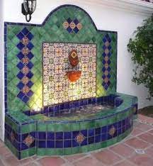 spanish style fireplace water feature