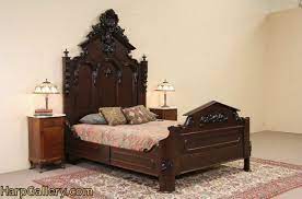 Antique Carved Walnut Queen Size Bed
