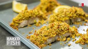 baked fish with bread crumbs food