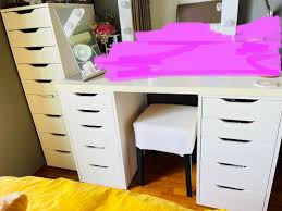 ikea makeup table and storage