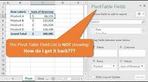 pivot table field list missing how to