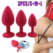 3x Women Red Butt Toy Insert Plug Silicone Jeweled Crystal Plated Stopper  S+M+L | eBay
