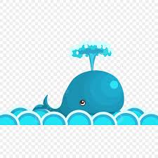可愛藍色卡通鯨魚噴水柱可商用元素, 卡通動物, 鯨魚, 魚素材圖案，PSD和PNG圖片免費下載