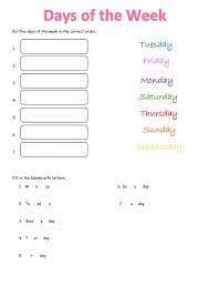 In second grade, children practice addition a lot. Days Of The Week Online Exercise For Grade 2