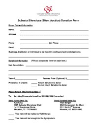 Fillable Online Subasta Silenciosa Silent Auction Donation Form Fax