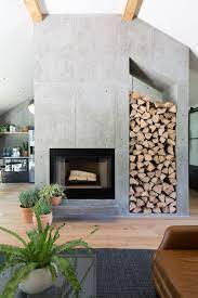 25 Concrete Fireplace Designs That